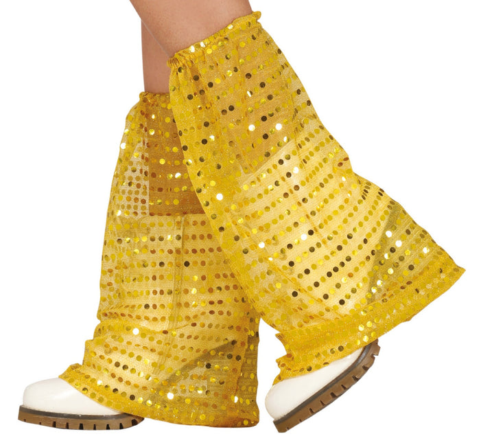 Gyldne benvarmere Pailletter Organza