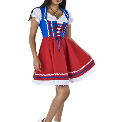 Oktoberfest Dirndl Kjole Oktoberfest Rød Blå Damer 2 Dele