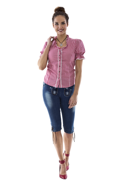 Rood Witte Blouse Dames Geruit