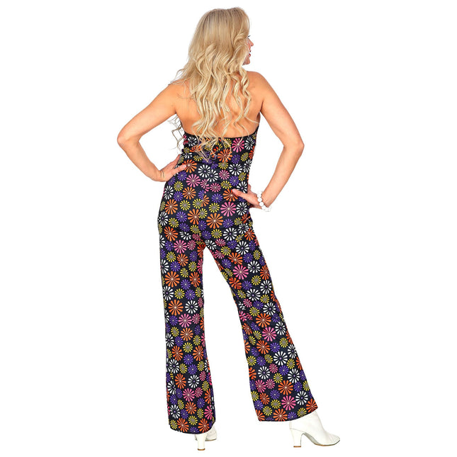 Disco 70S Jumpsuit Farvede blomster til damer