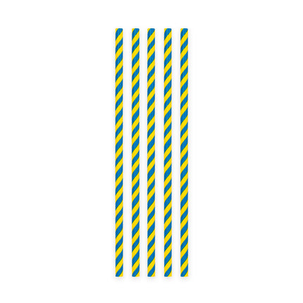 Blå gule sugerør af pap 20 stk