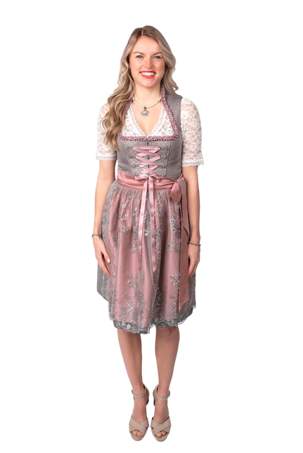Grå Dirndl-kjole Oktoberfest Pink Ladies
