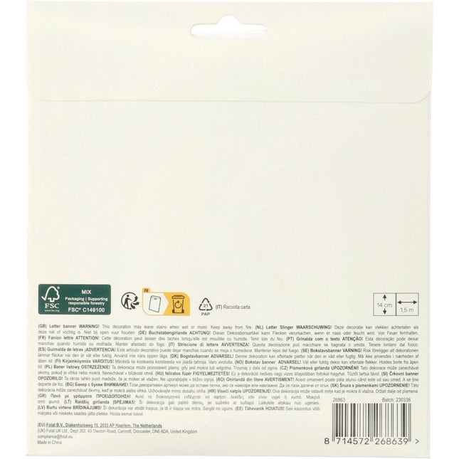 Happy Birthday Bogstavguirlande Farvet stjerne 1,5 m