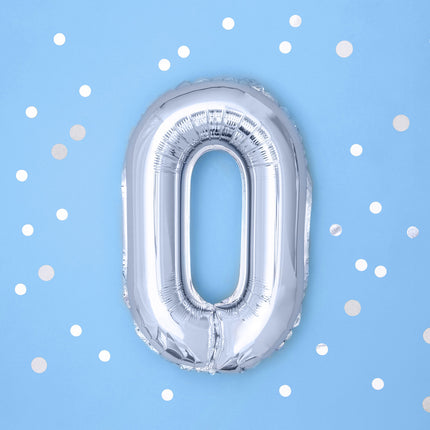 0 års figurballon sølv 35 cm