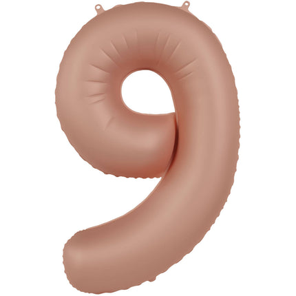 9 års figurballon rosaguld mat 86 cm