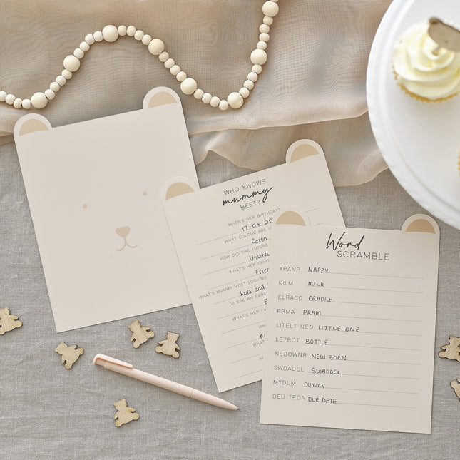 Baby Shower kortspil Teddy 20stk