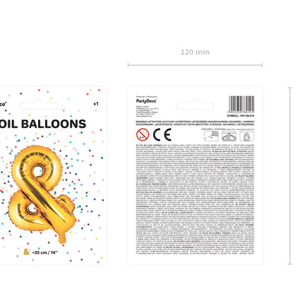 Folieballon bogstav og guld tom 35 cm
