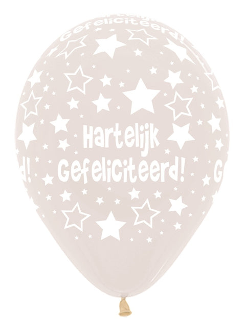 Ballonnen Hartelijk Gefeliciteerd Clear 30cm 25st