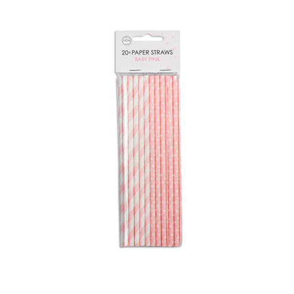 Papirsugerør Light Pink/White Mix 19,7 cm 20 stk