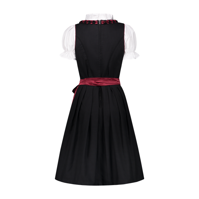 Sort Rød Dirndl Kjole Oktoberfest Damer Bordeaux