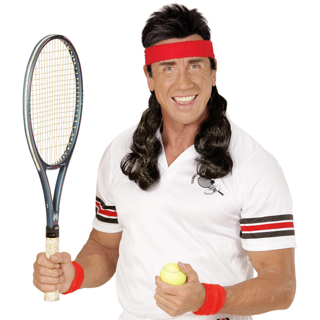 Røde svedbånd med paryk