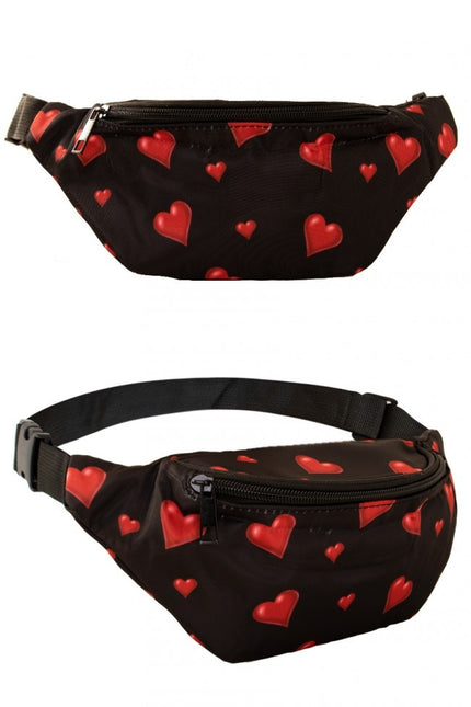 Hip bag sort med hjerter