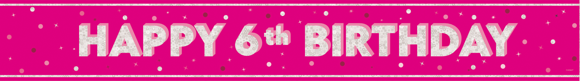 Happy Birthday Banner Pink 6 år 2,74 m