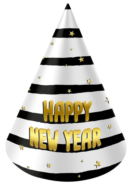 Feesthoedjes Happy New Year 10cm 6st