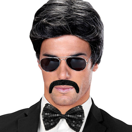 Sort falsk overskæg Macho