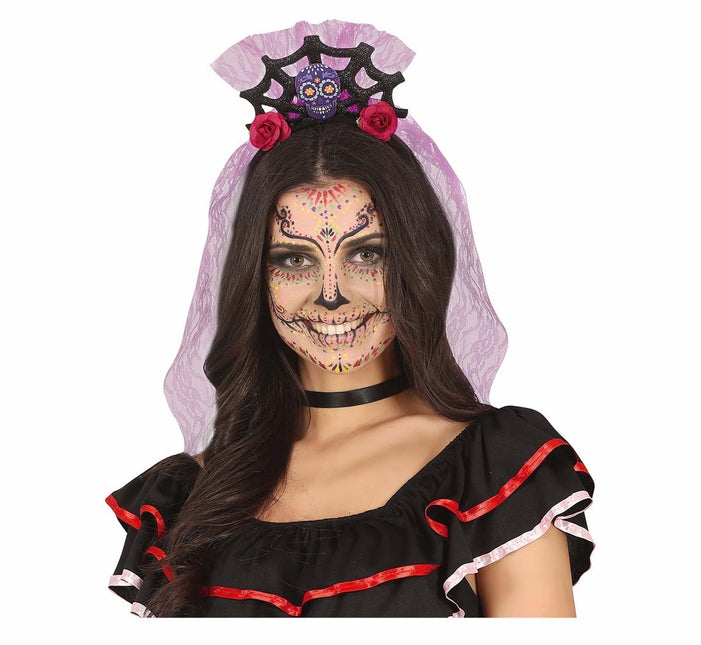 Dia De Los Muertos Hårbånd Spindelvæv