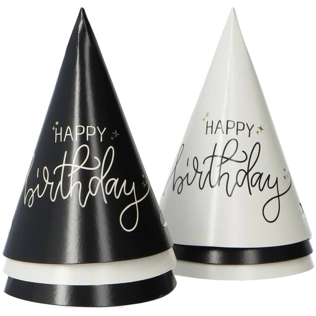 Happy Birthday Party Hats Sort 6 stk