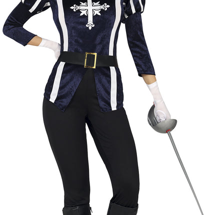 Musketer-kostume blå til damer