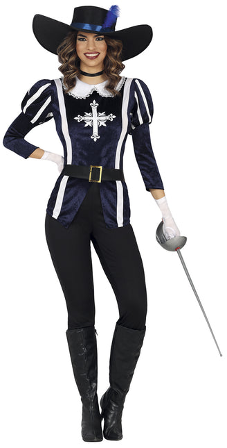 Musketer-kostume blå til damer