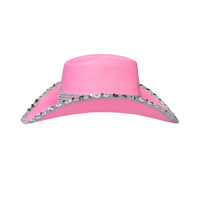 Lyserød cowboyhat med glitter