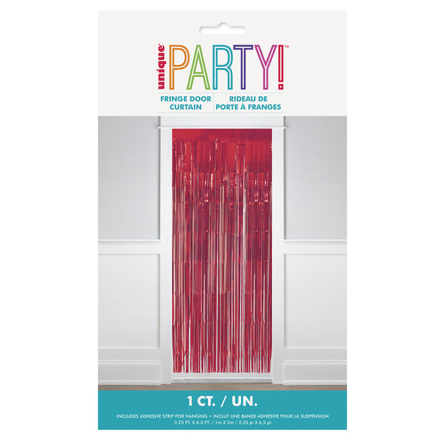 Rødt dørforhæng 2m