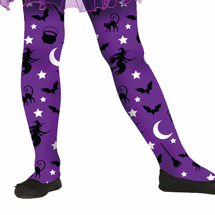 Lilla halloween-leggings heks barn