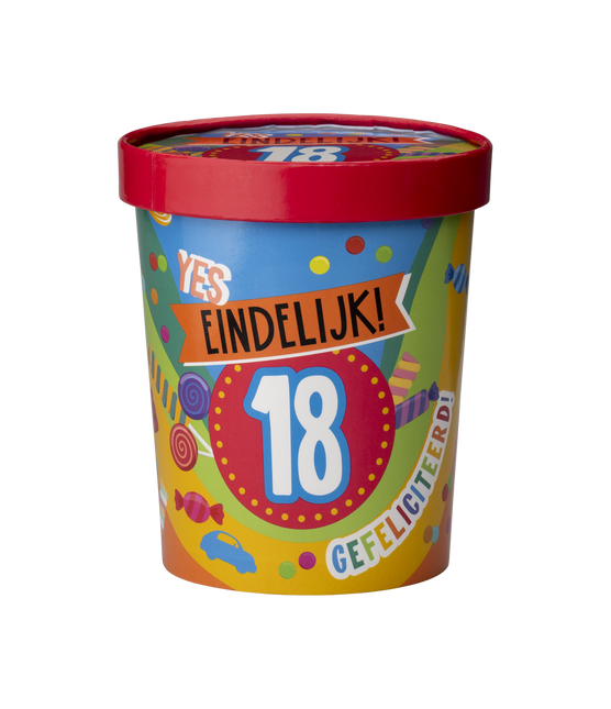 Gekleurde Snoepbakje 18 Jaar 12cm