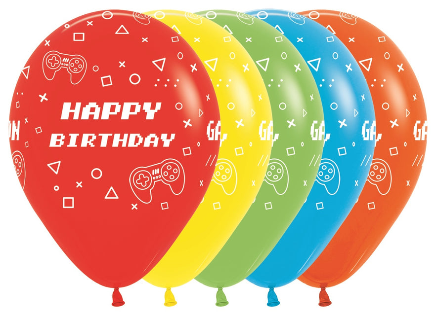Balloner Happy Birthday Game On Fashion Mix 30cm 25stk