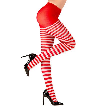 Rød-hvide strømpebukser med striber