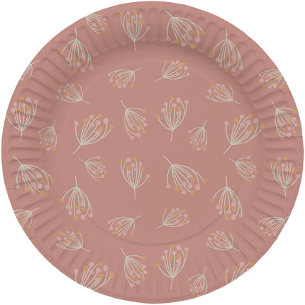 Blomster-tallerkener Pink 23cm 8stk