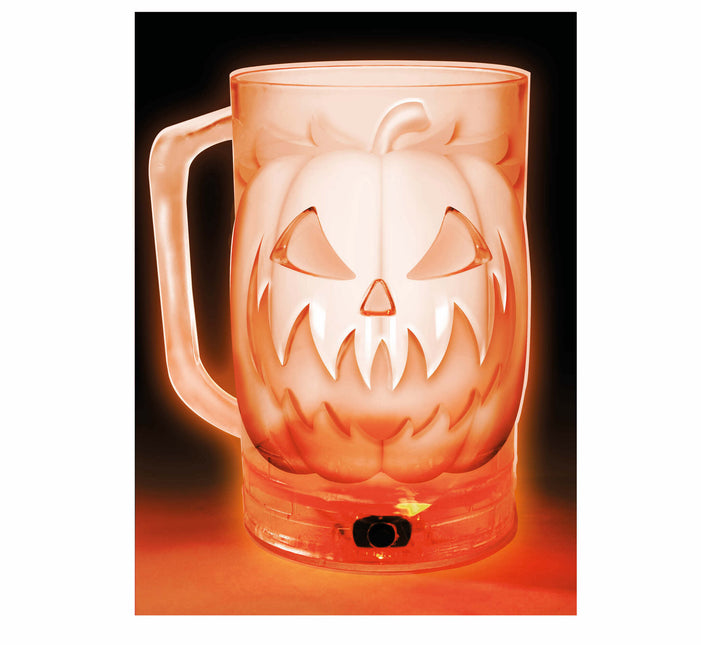 Halloween borddekoration lys græskar 10 cm