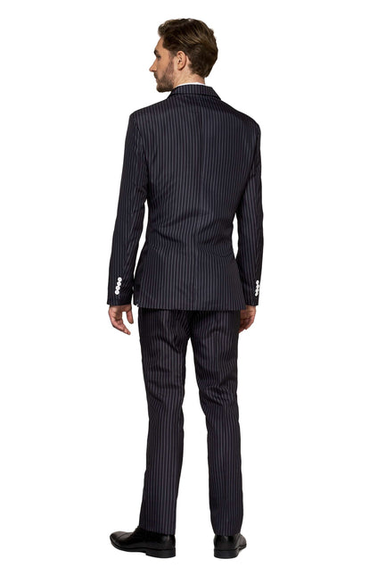 Gangster nålestribet sort jakkesæt til mænd <tc>Suitmeister</tc>
