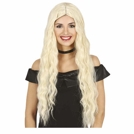 Blond, bølget paryk