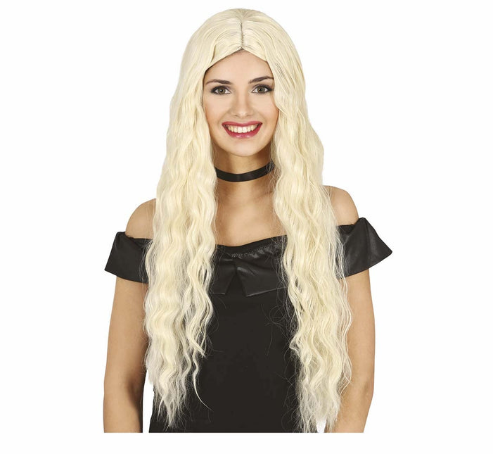Blond, bølget paryk