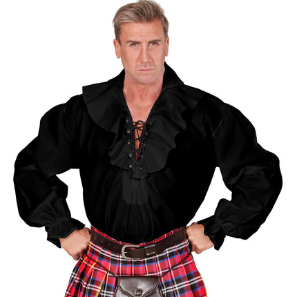 Sort bluse Pirater/Renæssance til mænd