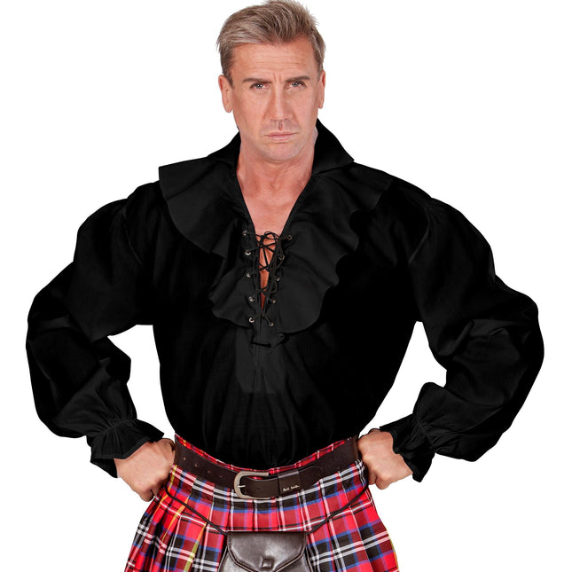 Sort bluse Pirater/Renæssance til mænd