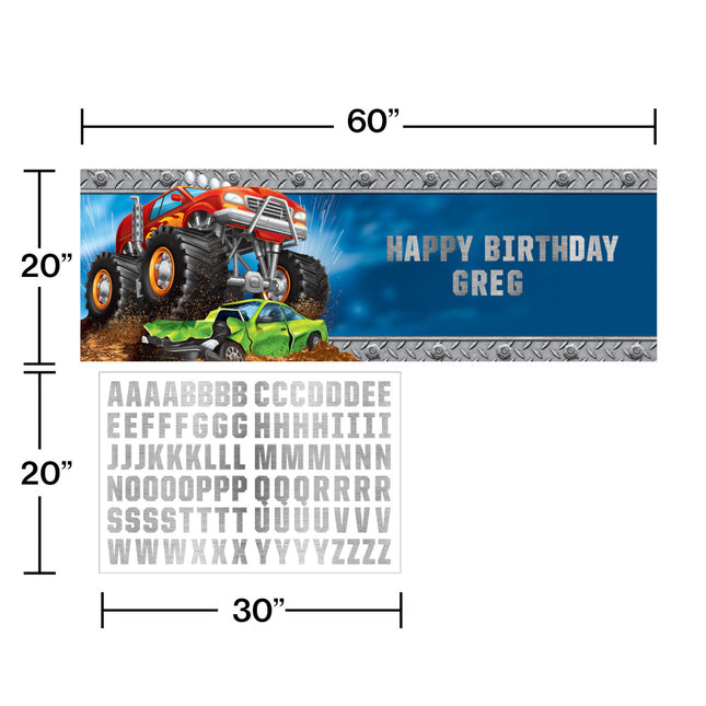Monster Truck Banner Personaliseerbaar 1,5m