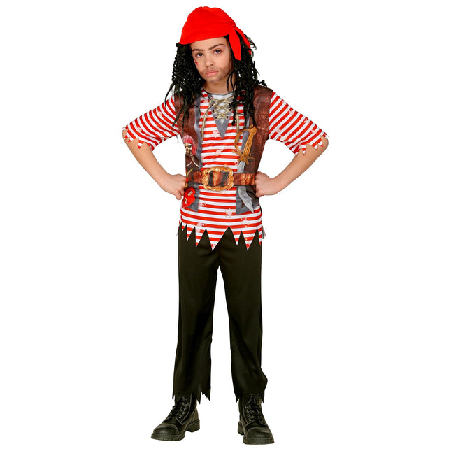Piratdragt Rød Sort Dreng