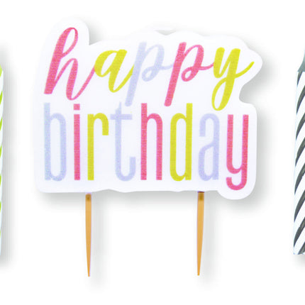 Happy Birthday-lys grøn pink 13 stk