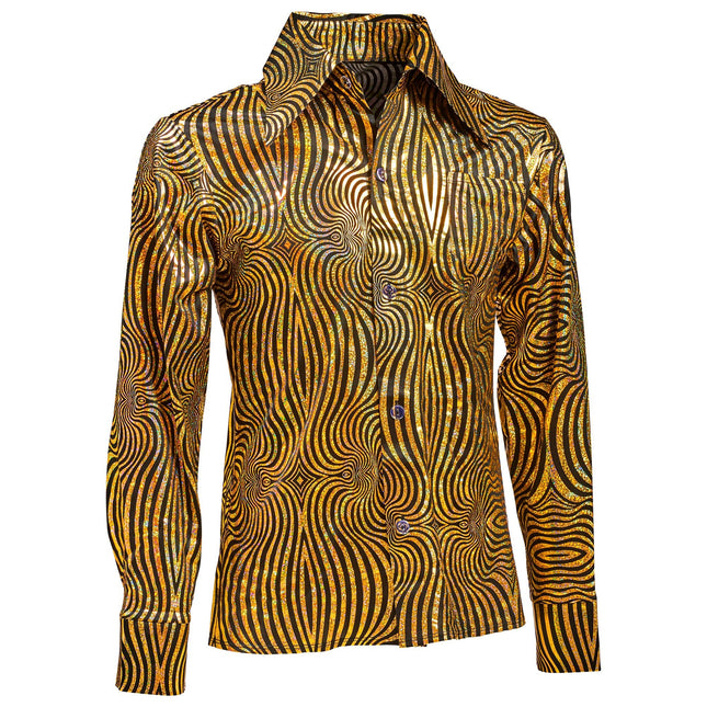 Disco 70S Bluse Guld Mænd
