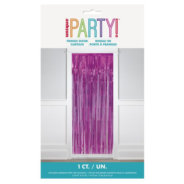 Fuchsia dørforhæng Metallic 2m