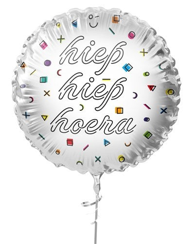 Hip Hip Hip Hurra Helium Ballon Hvid Tom 45cm