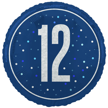 12 års heliumballon blå tom 45 cm