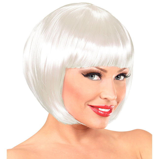 Hvid paryk Bobline