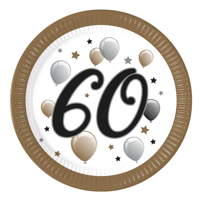 60 års skilte papir 23cm 8stk