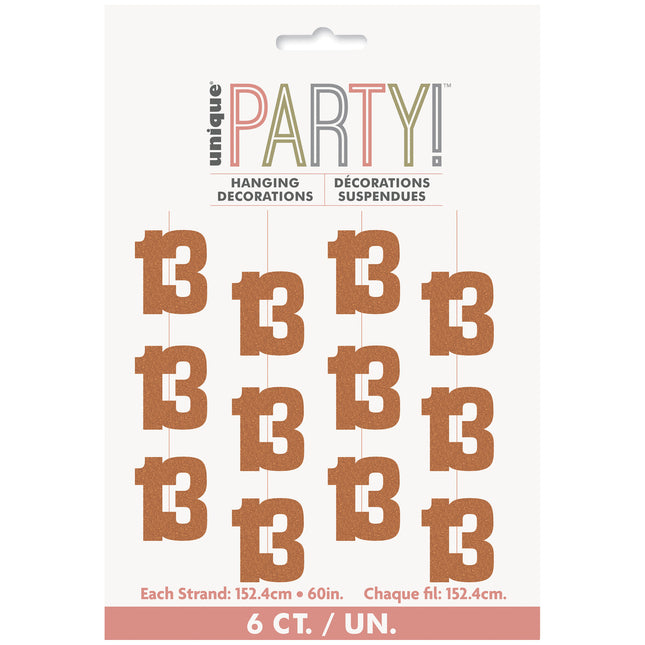 13 års hængende dekoration rosaguld 1,52 m