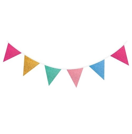 Farvede guirlander med glitter 6 m