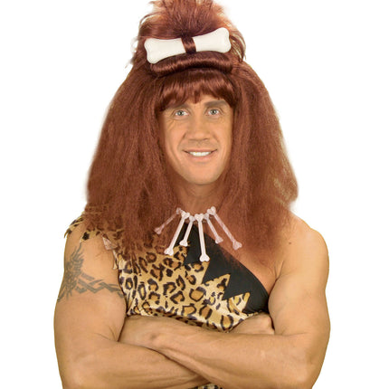 Hulemand med brun paryk