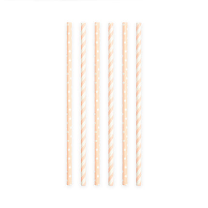 Papirsugerør Light Pink/White Mix 19,7 cm 20 stk