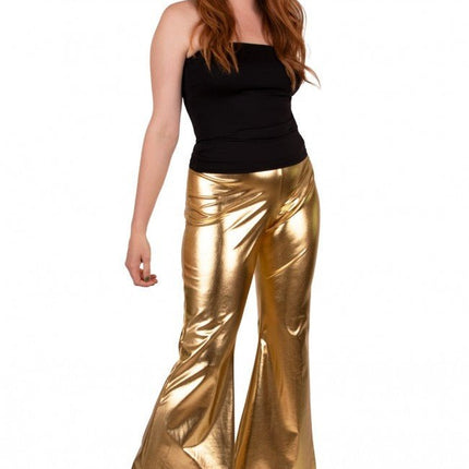Flared Broek Metallic Goud van PartyXplosion koop je bij Partywinkel